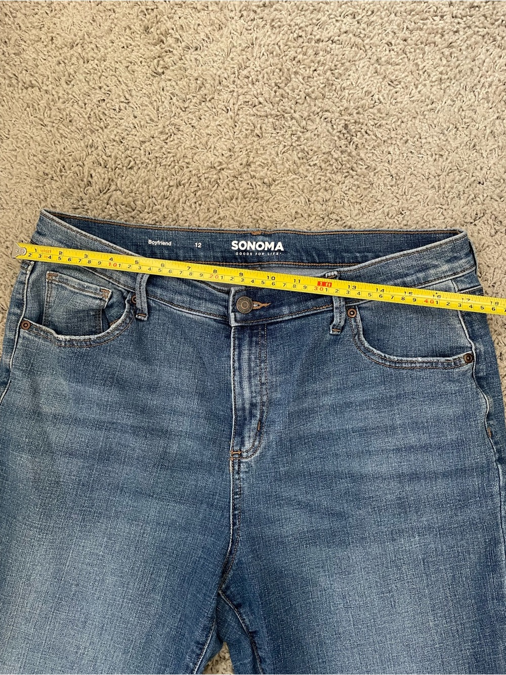 Sonoma Medium Blue Cropped Boyfriend Jeans with Raw Hem - Picture 10 of 10